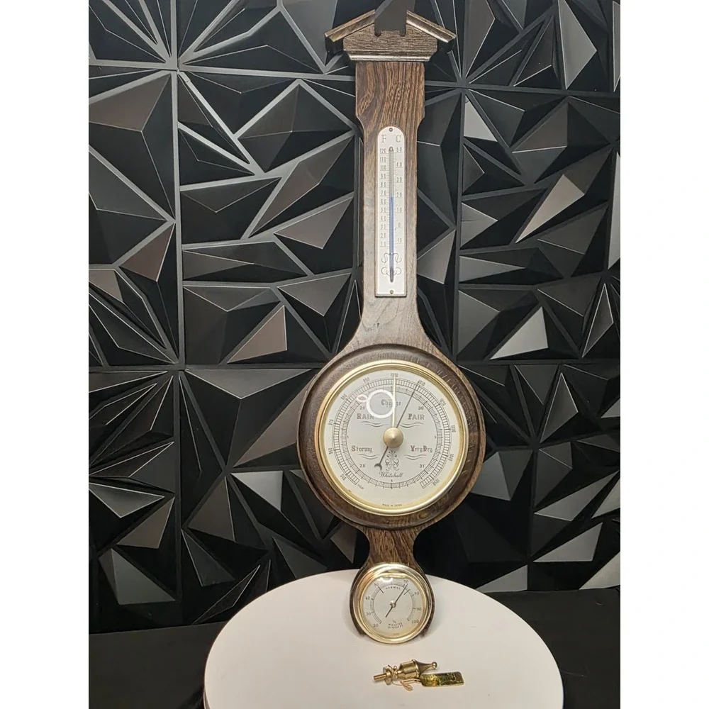 Whitehall Themometer Barometer Hygrometer Banjo Weather Station Wood Wall DAMAGE